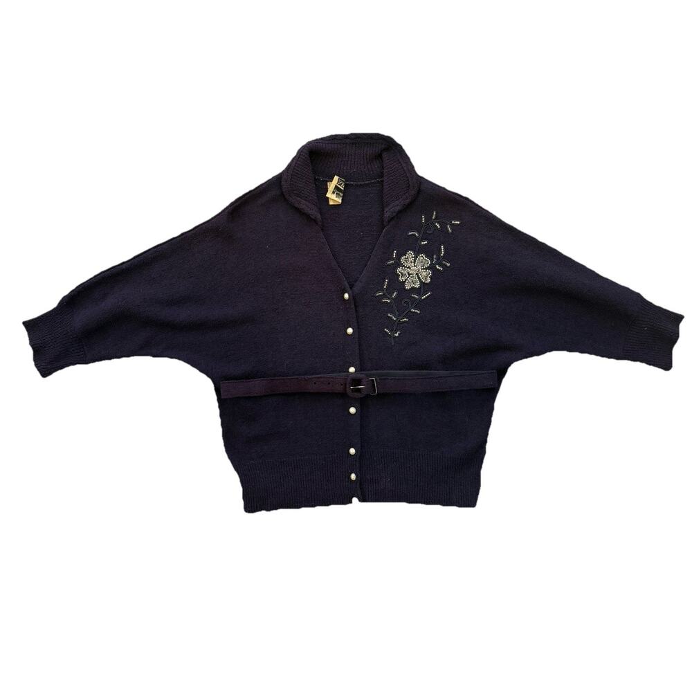 Koldin VTG Indigo Purple Sweater original Knits 1950s Chenille Wool Size Small